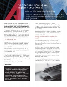 Tenant Registered Lease Article Page 1